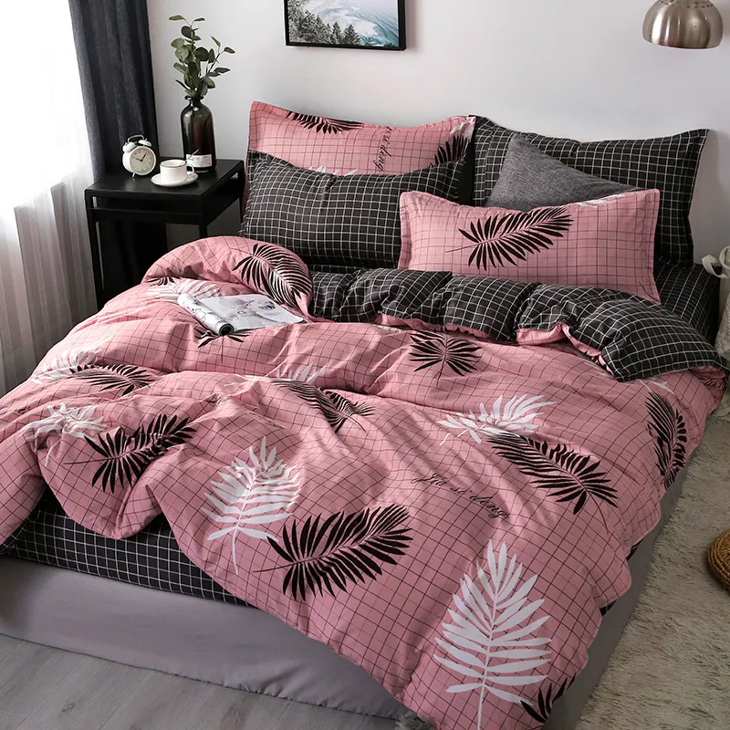 Nordic Lattice Duvet Cover 240x220 Pillowcase Printed Bedding Set Single Double Queen King Size Bed Sheet Quilt set Setclothes 210309
