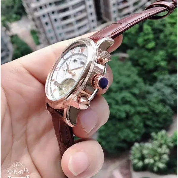 Модные роскошные мужские часы Механические наручные часы с автоматическим механизмом, все субциферблаты работают 43 мм, часы с ремешком из натуральной кожи для мужчин185S