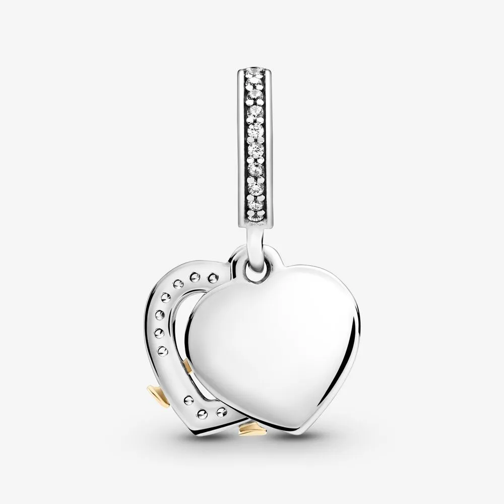Nieuwe aankomst 925 Sterling Silver Two-Tone Happy Anniversary Dange Charm Fit Original European Charmelet Fashion Jewelry Acces207A