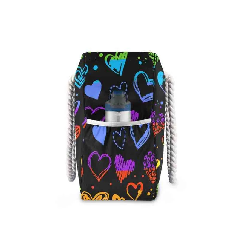 Torby na zakupy 2021 Nowa Rainbow Heart Polka Dot Kobiety Torby Na Ramię Trendy Wodoodporna Tote Plażowa Torba Duża Pojemność Kobiece Torby Na Zakupy Podróż 220310