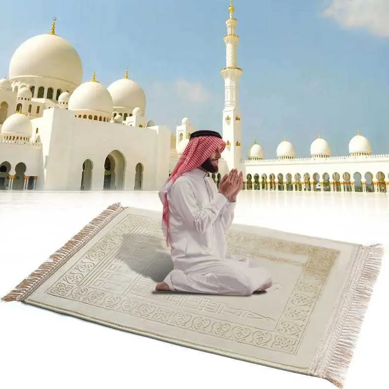 Tapete de oração islâmica macia espessa salat musallah tapete tapis de priere islam sajadah rezar tapete gebedskleed 80x120 210626