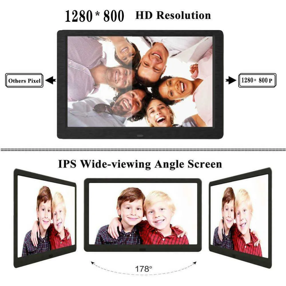 1280 800 HD Digitalen Bilderrahmen 10 Zoll Elektronische Digitale Foto Rahmen IPS عرض ميت هو جين تاو استشعار الحركة 1080P 720P الفيديو