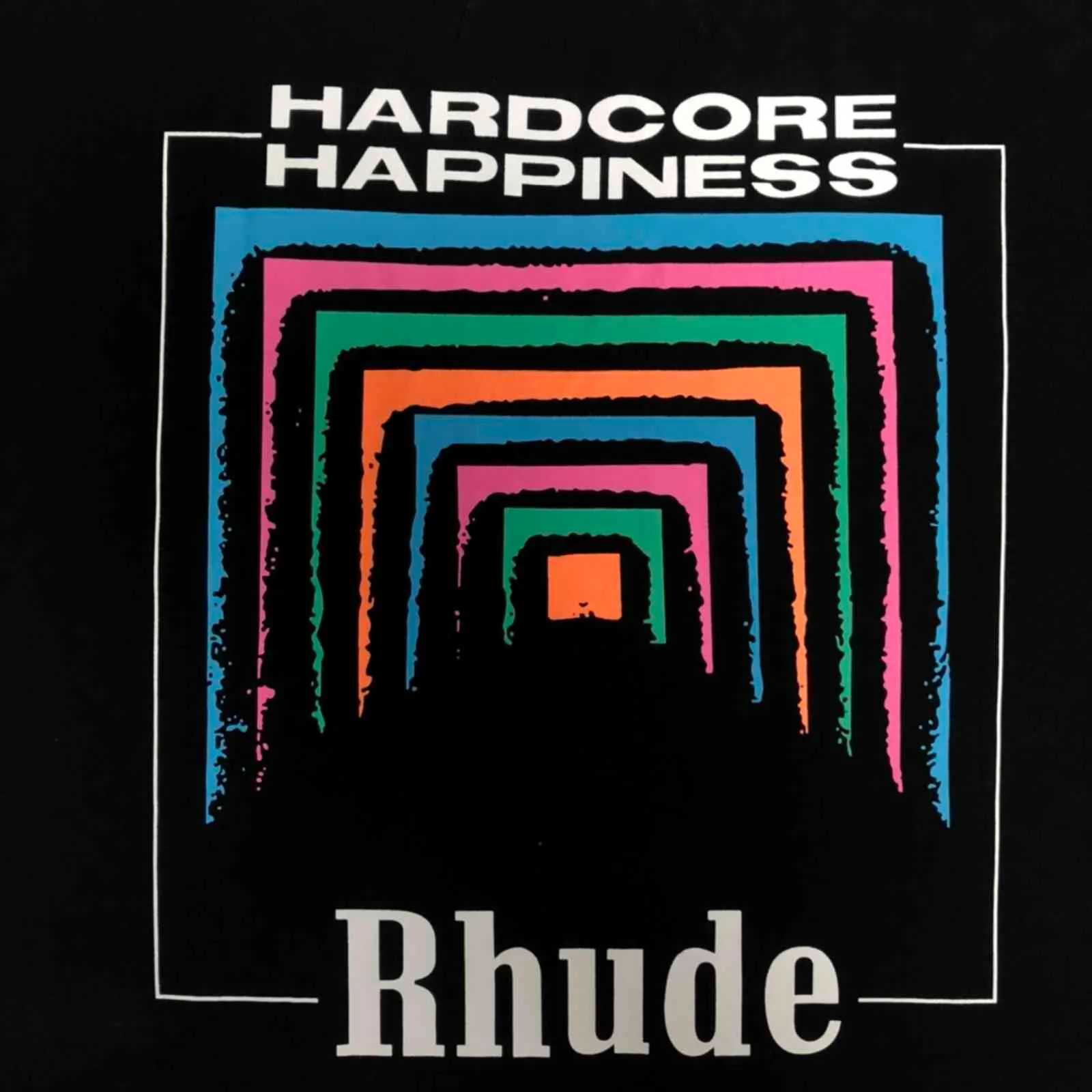 Camiseta de gran tamaño Rhude Box Perspective verano hombres mujeres Vintage 1:1 calidad Rhude camiseta Color estampado manga corta GRSJ