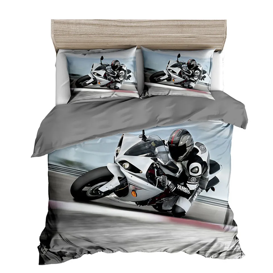 Sports Car Motorcycle Bedding Set Printed 3D Duvet Cover Linen Children Bed Cover Set Edredones De Cama Custom NO Bedsheet Set 210309