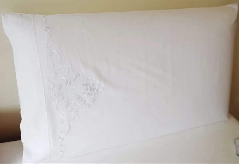 Blanc Taie D'oreiller Broderie Oreiller Slip 100% Coton Tissu 480x740mm 220217