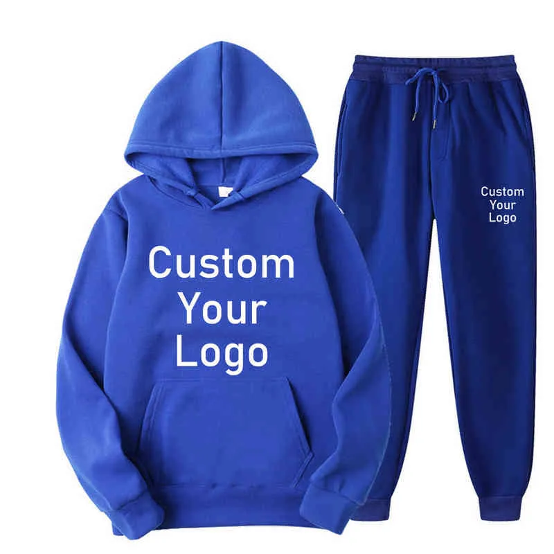 Make Your Design Text Custom Hoodies Sets Men Women Printed Original Design High Quality Gifts Sweatshirts and Sweatpants 211217