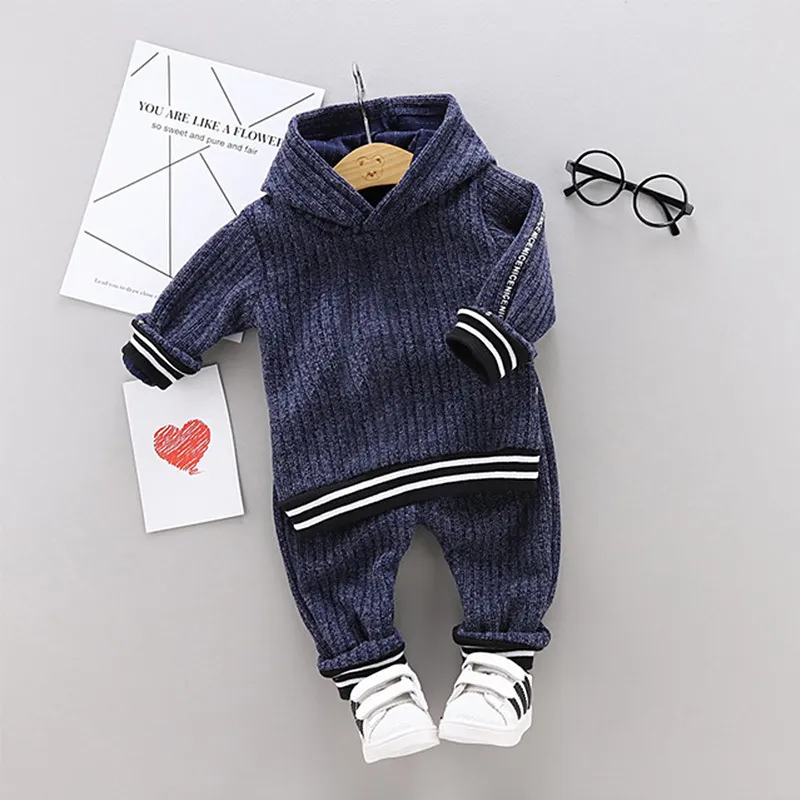 Children039s clothing set Spring Children Clothing Pack Casual Effects Color Baby Boy Trui Sport With Long Mouwen Hooded Broek 1713964