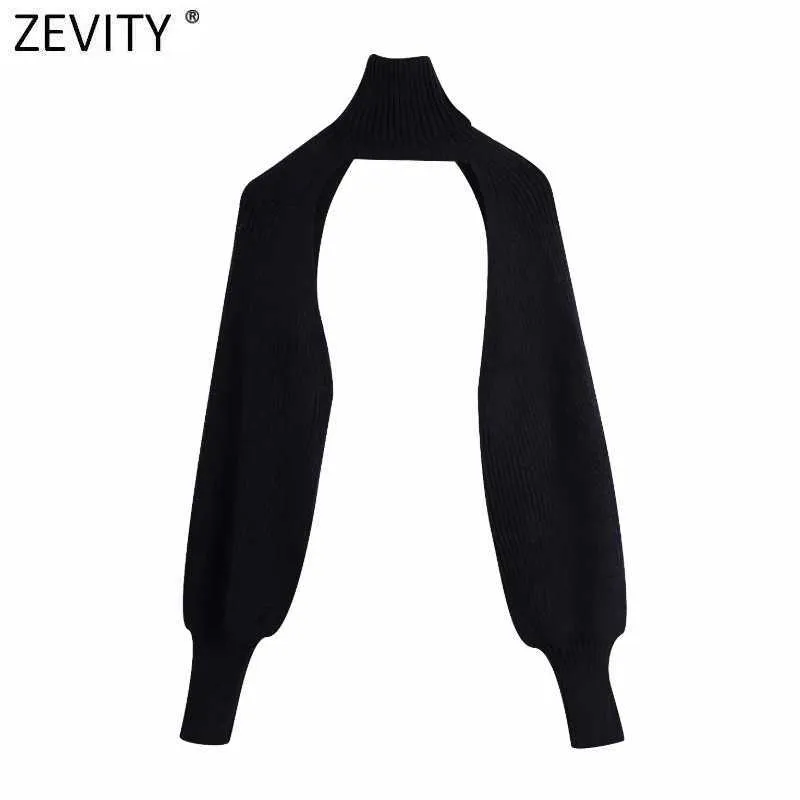 Zevity Collo dolcevita donna Maglione lavorato a maglia manica lunga Femme Chic design Pullover casual High Street Ladies Top S434 211018