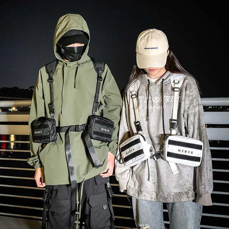 Unisex Black Gudd Rig Bag Bag Streetwear Tactical Vest Hip-Hop Tactics tactic