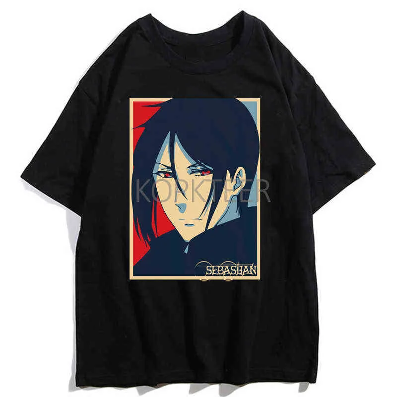 Black Butler Sebastian Ciel Phantomhive T-Shirt Anime Männer Frauen Casual Streetwear Harajuku Sommer Kurzarm T-shirts Tops T Y220208