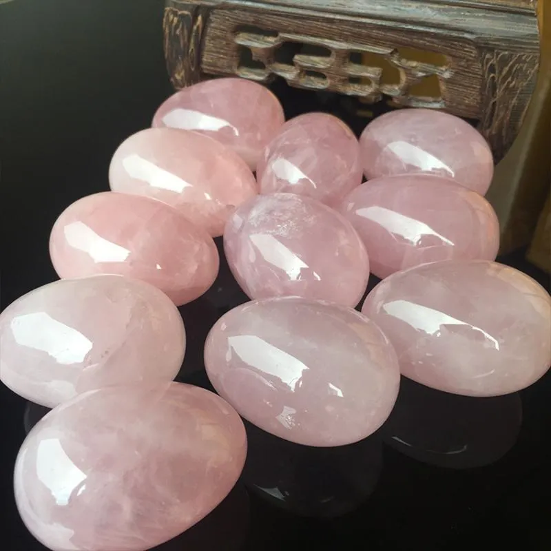 Objetos decorativos Figuras Huevos de jade perforados Cuarzo rosa natural Huevo Yoni para ejercicio Kegel Esfera de cristal vaginal Ben Wa Bal212b