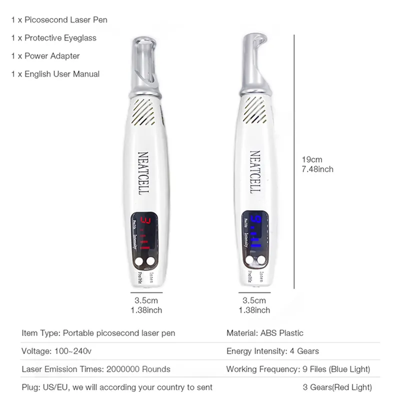 Freckle Tattoo Remoção Picossecond caneta pele laser cicatriz escura removedor pigmento de acne maquina 220224