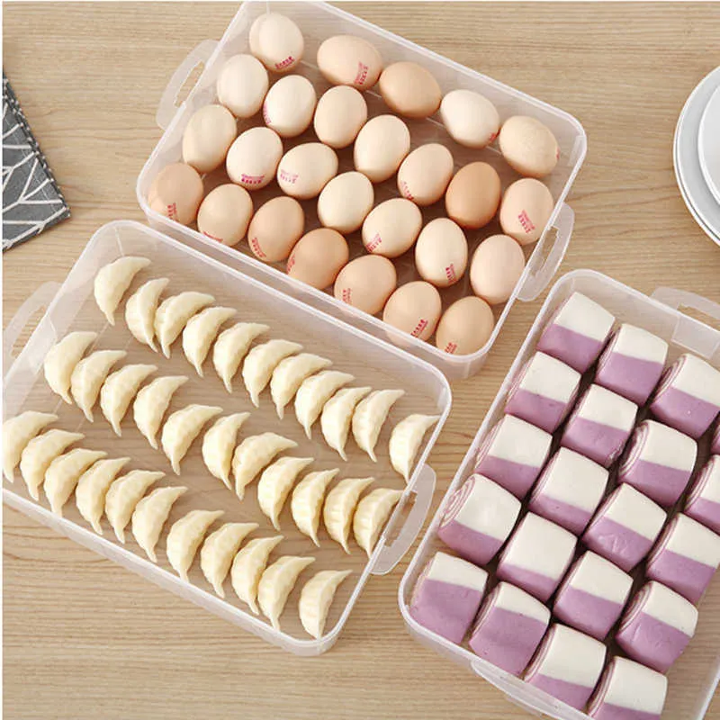 Kitchen Accessories Food Storage Box Dumpling Organizer Refrigerator Fresh-keeping Transparent Sealed Portable Can Stacked 210922