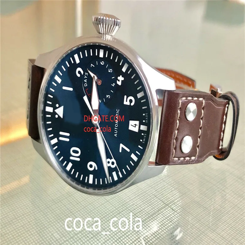 Luksusowa jakość 46 mm Big Pilot Stal 50041 500916 7 Day Power Reserve Japan Automatyczny ruch zegarek męski Automatyczny zegarek męski WATC270J