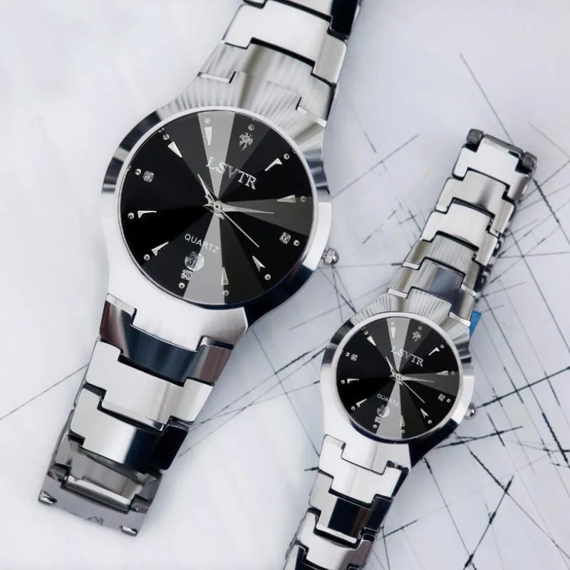 Wristwatches Selling Couple Watch LSVTR Men Women Tungsten Steel Ladies Quartz Lover Gift To Husband And Wife Drop2028