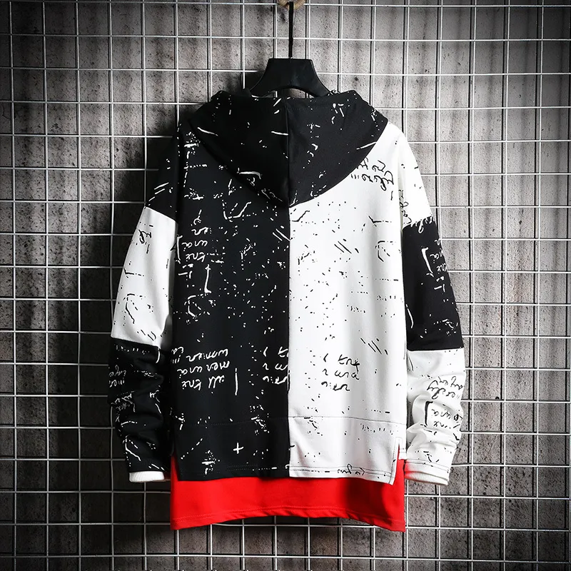 Singleroad Men's Hoodies Men Patchwork Sweatshirt Male Harajuku Japanyad Streetwear Hip Hop特大のブラックパープルパーカーメン20102020