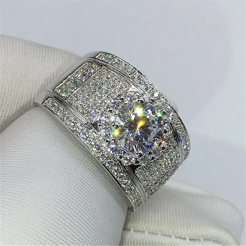 Marca de choucong vender mais de luxo jóias anéis de casamento 925 esterlina prata redonda corta branca topázio pavor de diamante eternidade de diamante wome257k