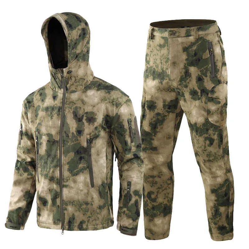 Men Camouflage Jacket Sets Outdoor Shark Skin Soft Shell Windbreaker Waterproof Hunting Clothes Set Military Tactical Clothing X0909