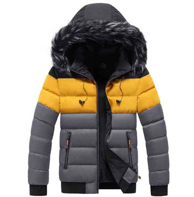 남자 겨울 두꺼운 짧은 코트 청소년 따뜻한 코튼 자켓 싱글 브레스트 캐주얼 후드 211214