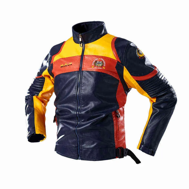 Automne Moteur En Cuir Veste Hommes Automne Hiver Polaire Coloré Moto Veste Hommes Vintage Biker En Cuir Vestes et Manteaux 211111