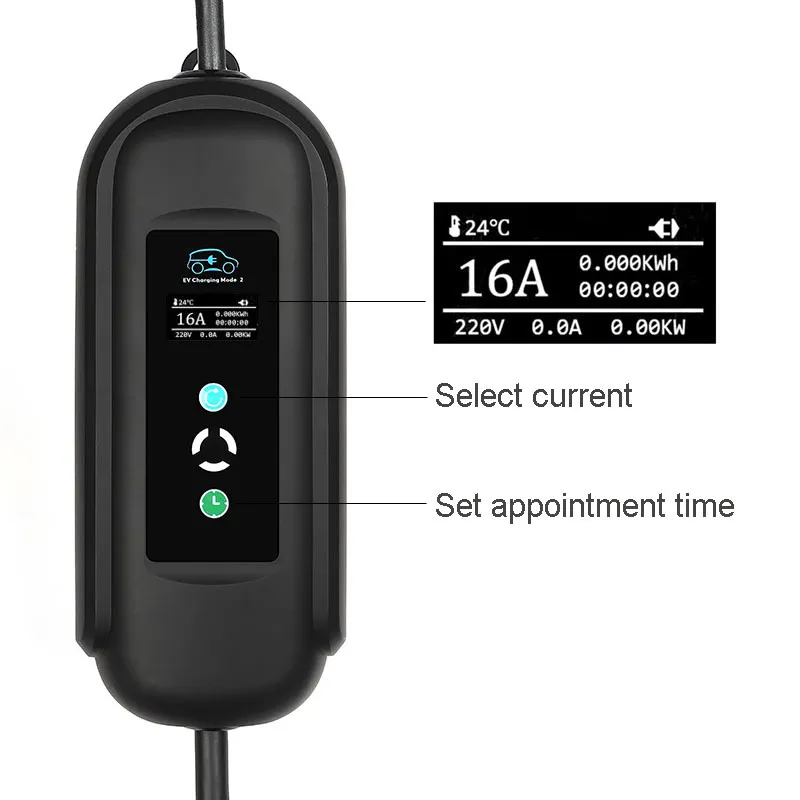 10 Meters Long EV Cable Charge Timer Mobile Charger 16A EVSE Portable for Electric Car Goods 2 Type 1