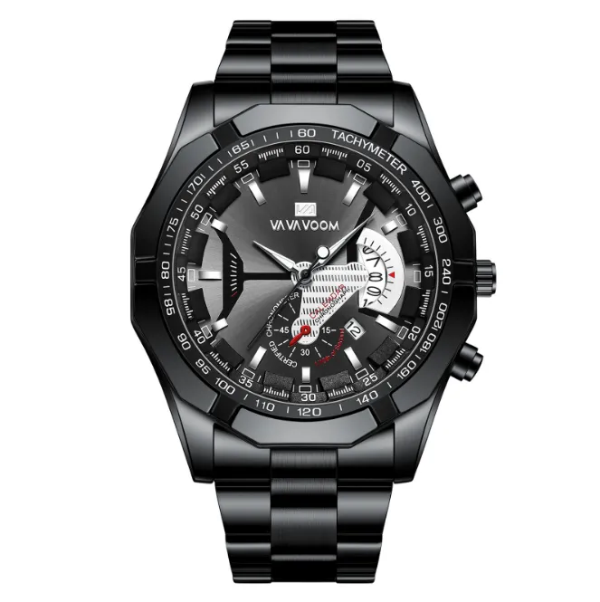 Haute Qualité Loisirs Sport Pointeur Lumineux En Acier Inoxydable Montre Pour Homme Montres À Quartz Calendrier Smart Mâle Montres VAVAVoom Br306c