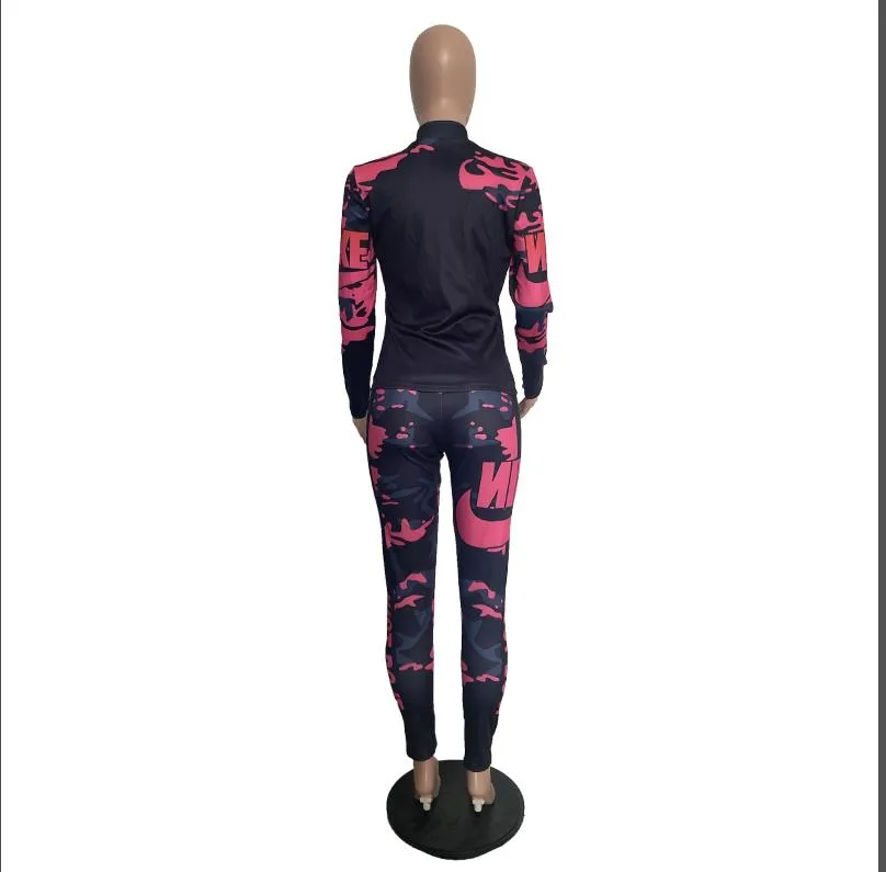 Women's Designer Tracksuits Elegant Two-Pieces Sport Suit Female Stylish Logo Print Coat & Pant Joggers Sets