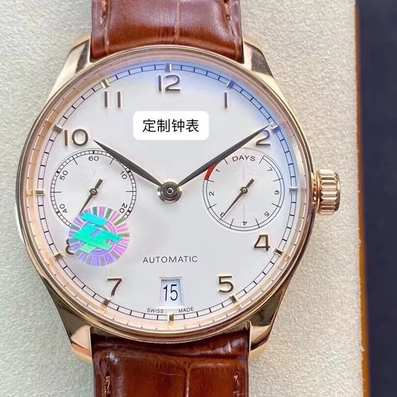 Bonito de de última geração ZF masculino português Sete Mechanical Watch Classic atmosférico Business Watch Presente para homens Fashion281u