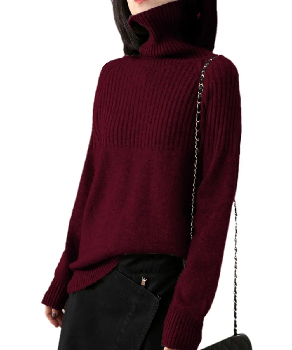Conception pull femmes col roulé pulls solide Stretch rayé coréen haut tricot grande taille automne hiver laine vêtements Beige kaki