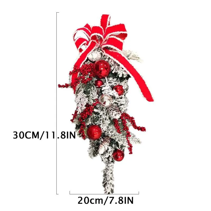 Couronnes de fleurs décoratives 20 30 cm Le sans fil pré-éclairé rouge et blanc garniture de vacances couronne de porte d'entrée fête de mariage de Noël Deco211y