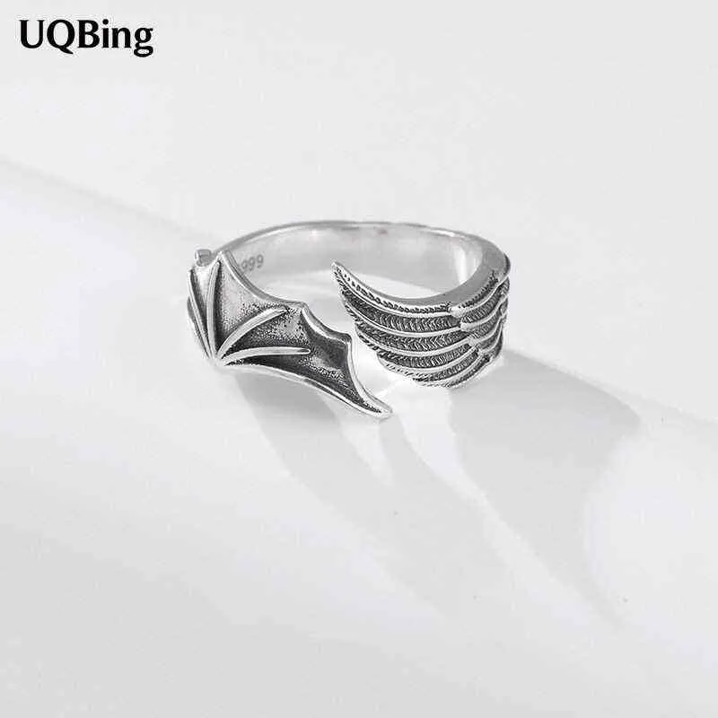New Retro Bat Feather Demon & Angel Wings Rings Wholesale 925 Sterling Silver Jewelry G1125