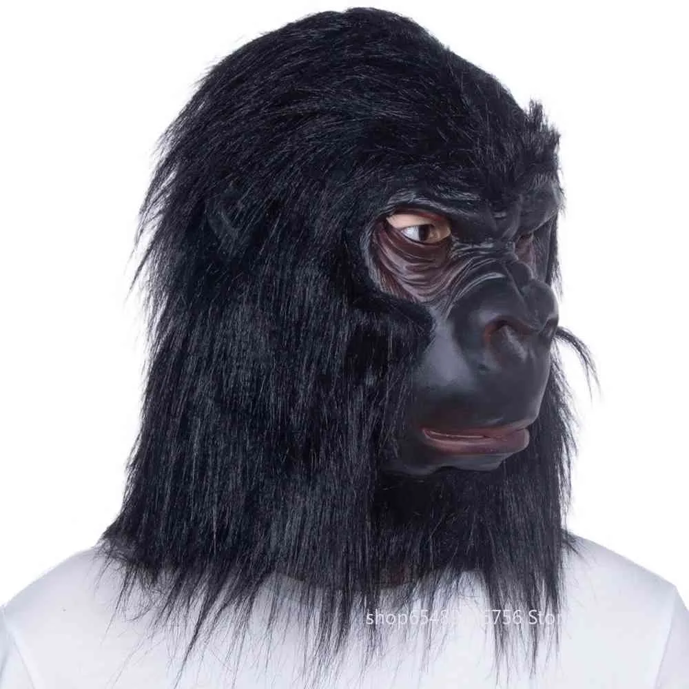 Halloween Gorilla Adulto Full Rosto Engraçado Animal Látex Máscara de Horror Macaco Carnaval Carnaval Party Cosplay Adereços