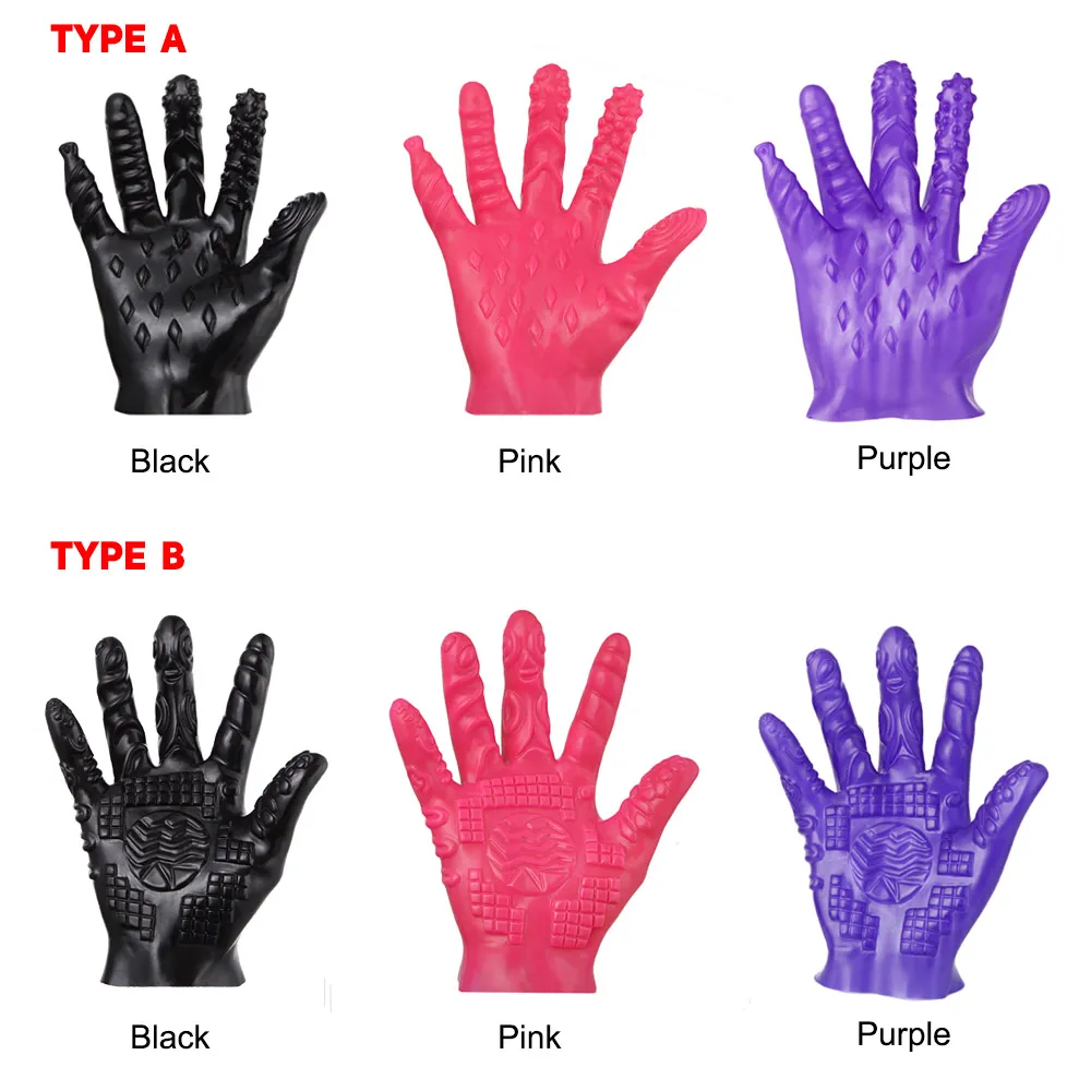 Sexhandschuhe Masturbation Erotischer Finger für Erwachsene Paare Sexualprodukte Handschuhe Sexladen Spielzeug Handschuhe Lila Pink Black32130048300547