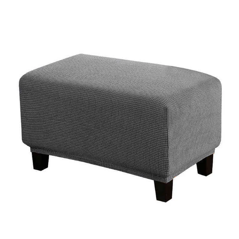 All-inclusive ontlasting Protector Rechthoekige Ottomaanse stoel Cover Elastische Thuis Voetsteun SnowCover Sofa Couvre Pouf 211116