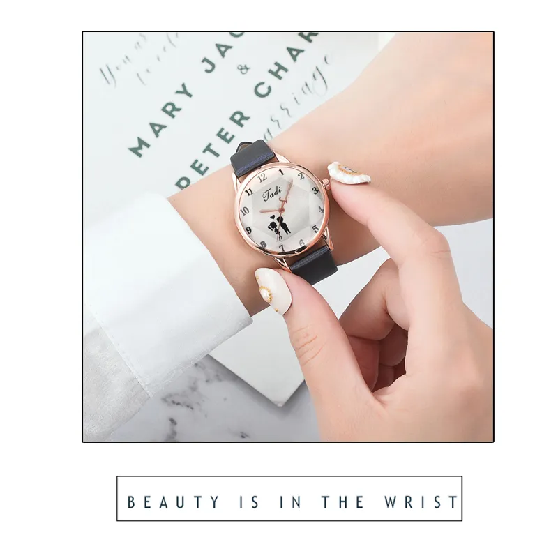 Nowe modne kobiety oglądają zwykłe skórzane zegarki z małym wybieraniem kwarcowym sukienki dla kobiet zegarki damskie RELOJ M253E