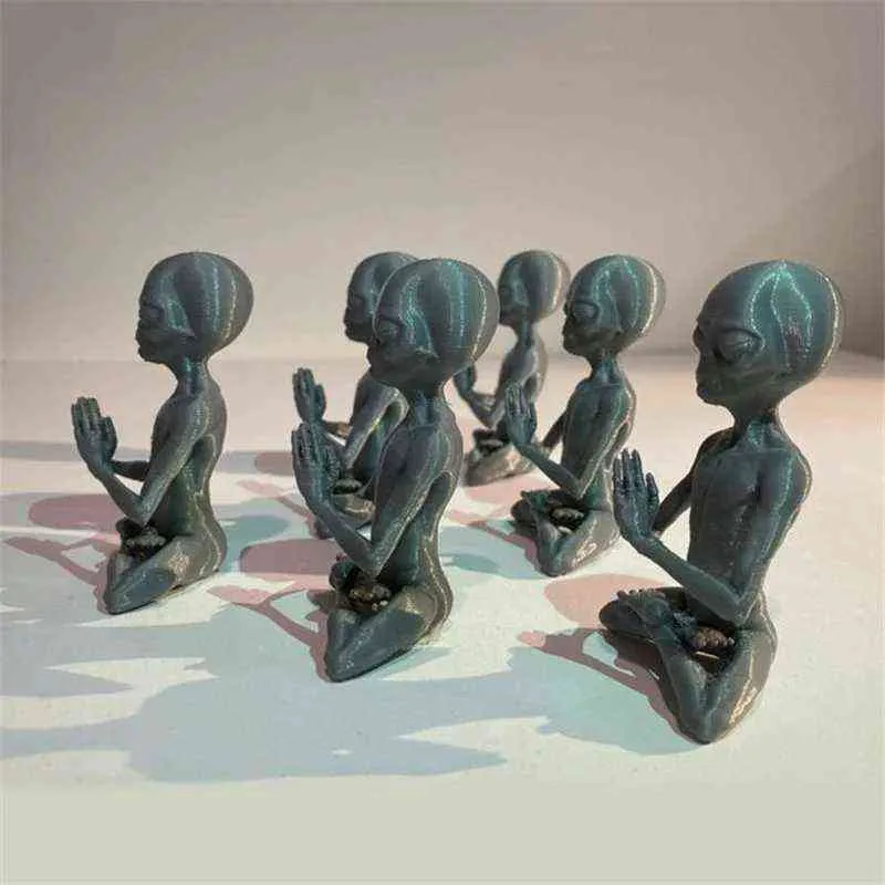 Meditating Alien Reçine Heykeli Bahçe Süsleme Sanat Dekoru Kapalı Açık Ev veya Ofis Promosyonu Dekorasyonu 2110293510899