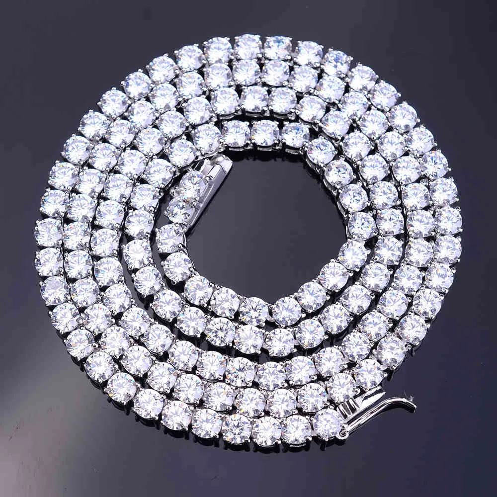 Collier chaîne de Tennis en argent Sterling 925, or 14 carats, 10mm, 30 pouces, diamants, pour bijoux hip hop, 218y
