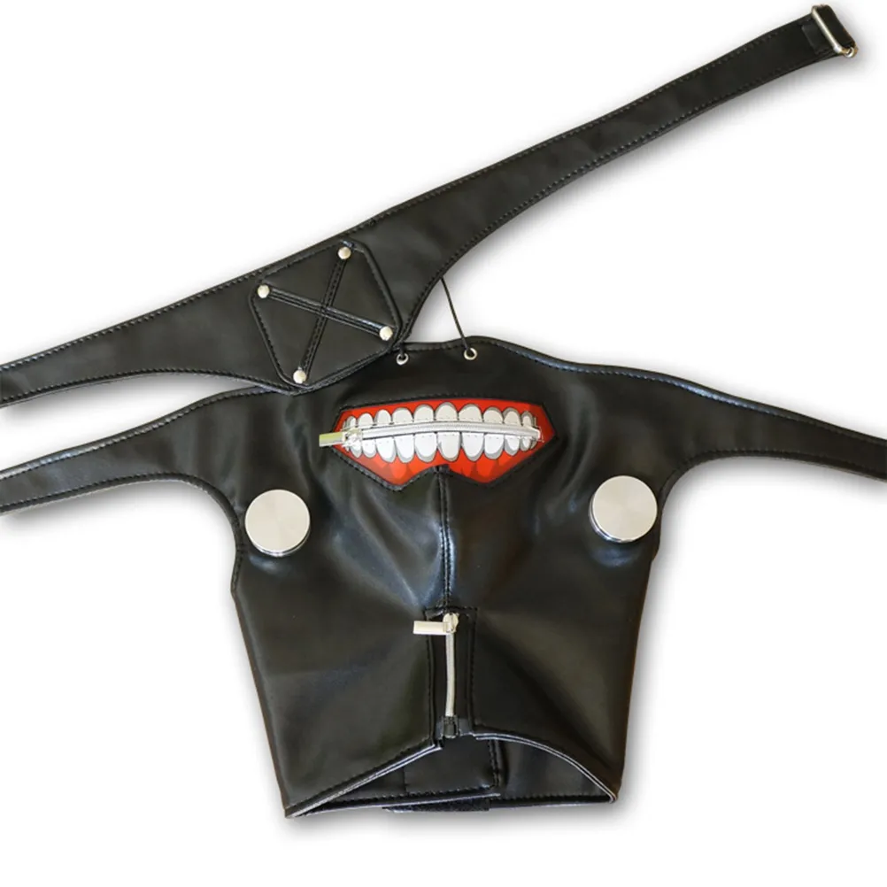 Maschere feste Cosplay Maschere feste di Halloween Anime Cosplay Maschere in pelle PU Cerniera Denti Mezza maschera Puntelli Cosplay Maschera # 10 T200703