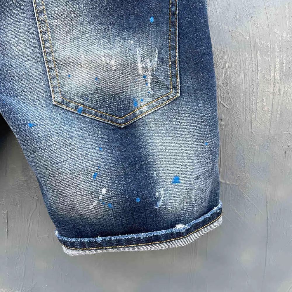 DSQSABCD 2 Lato DSQ Marka Włochy D2 Mężczyźni Dżinsowe Spodnie Zipper Slim Blue Hole Spodenki Dżinsy dla mężczyzn