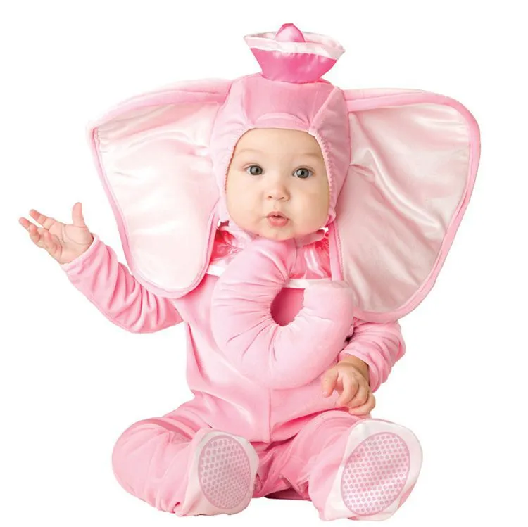 Costume de poupée mascotte 0-3 ans bébé dessin animé Animal éléphant barboteuses enfant anniversaire fête jeu de rôle habiller tenue Halloween Costume