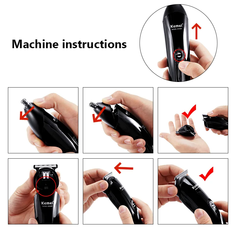 6 I 1 Electric Hair Clipper Shave Razor Machine Beard Trimmer Cutter Ear Nose Trimmer Cleaner Man Barber Tools 220712