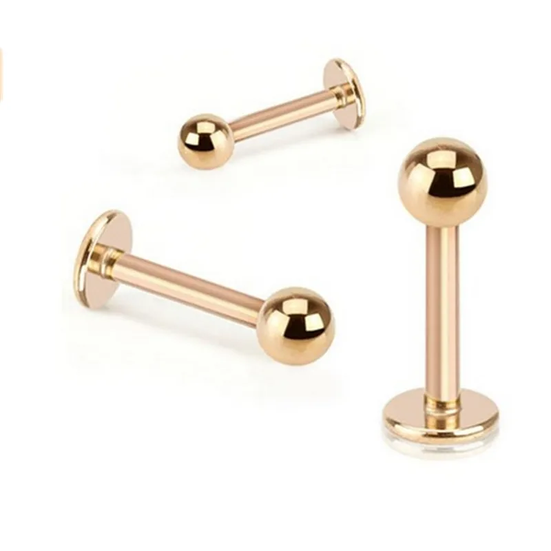 Surgical Steel Lip Stud Labret Ring Nail Body Piercing Jewelry Ear Tragus Flat Cartilage 16G 3mm Ball Gold Earring