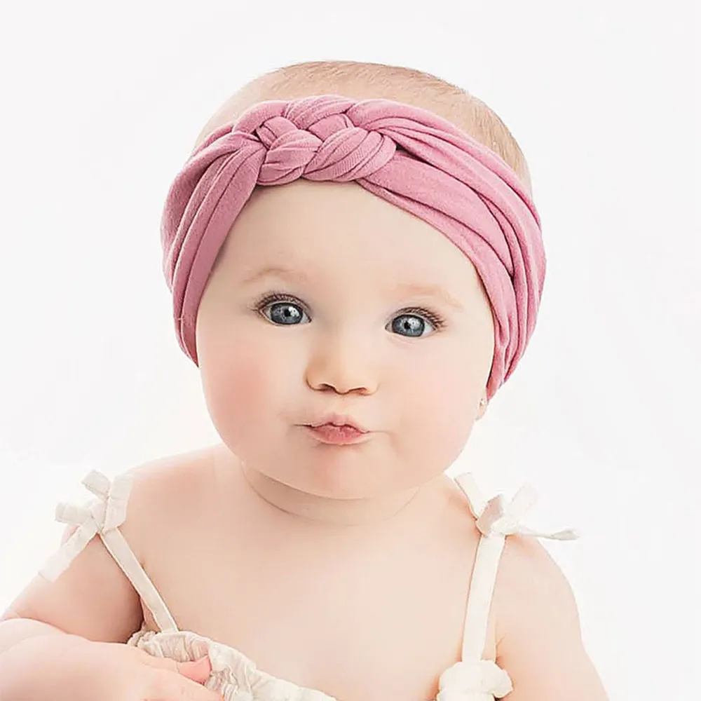 Nylon Baby Headbands For Girls ed Top Cross Knot Headwraps Turban Elastic Soft Hairbands Hair Accessories1598217