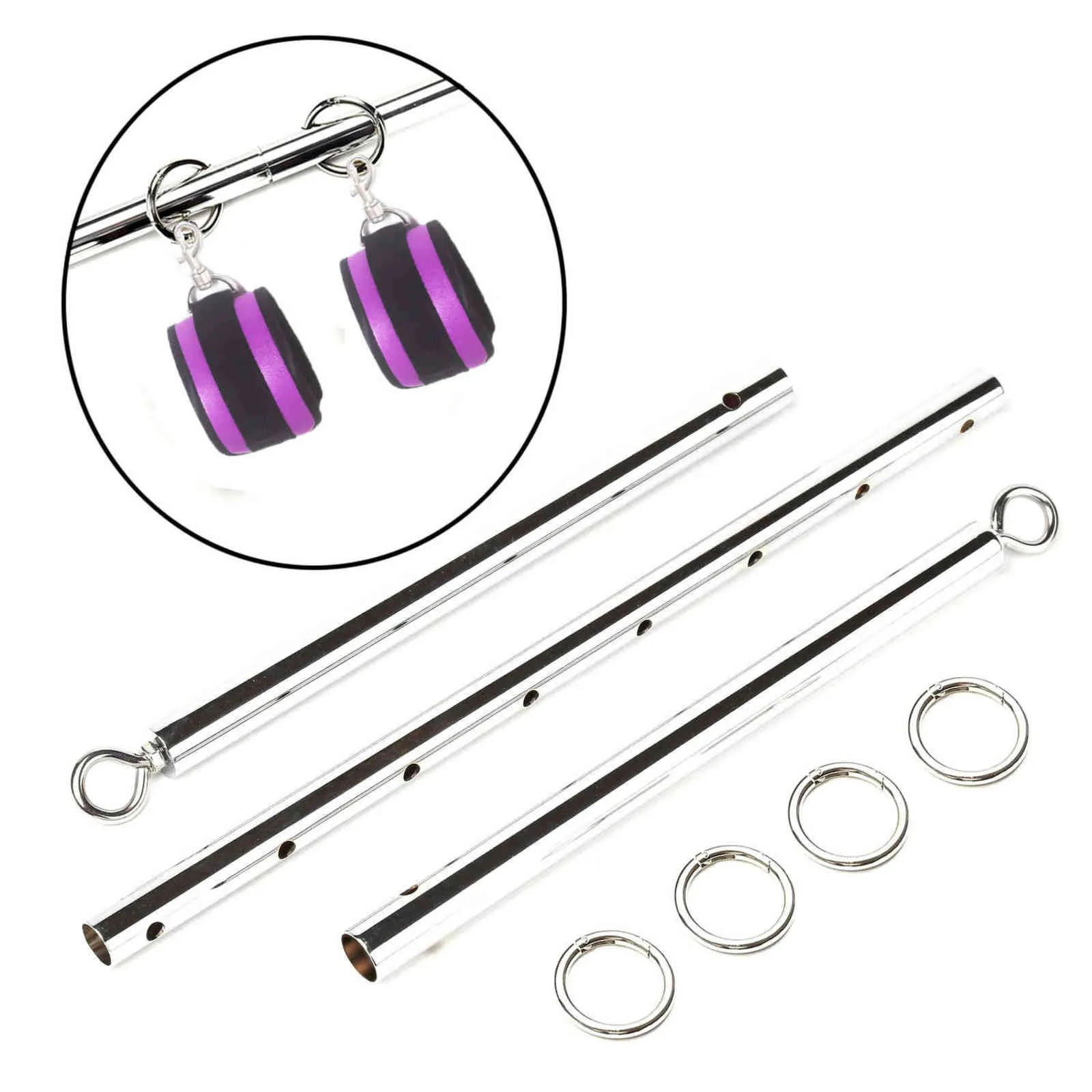 NXYSm bondage Barre d'écartement en acier inoxydable pour écartement des jambes extensible et réglable avec menottes de bondage Bdsm Jeux pour adultes Jouets sexuels pour couples 1126