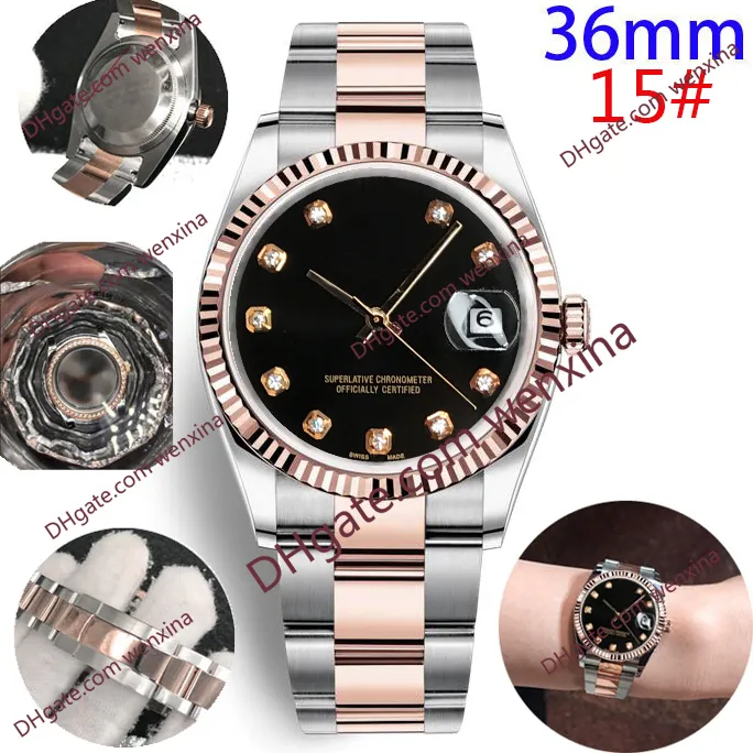 20 kolorów Wysoko wysokiej jakości wodoodporne zegarki Mens Automatyczne 36 mm Diamentowe zegarek ze stali nierdzewnej kobiety Watch Pary Style Classic Wris225z