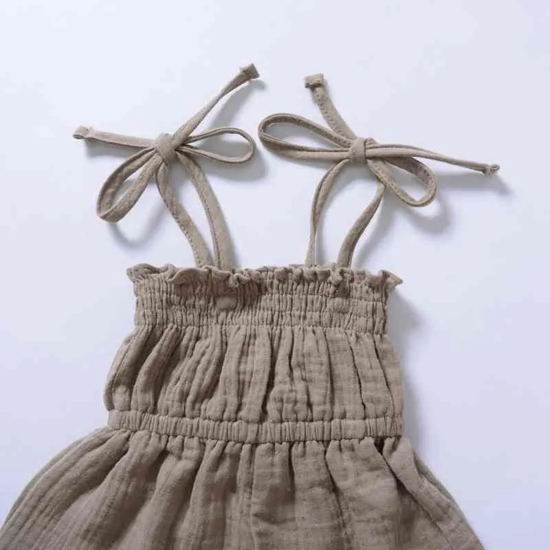 1 2 3 4 5 6 år Baby Girl Clothing Set Kids Summer Jumpsuit Barnremmar Overaller Toddler Solid Färg Kort Byxor Outfit G1221