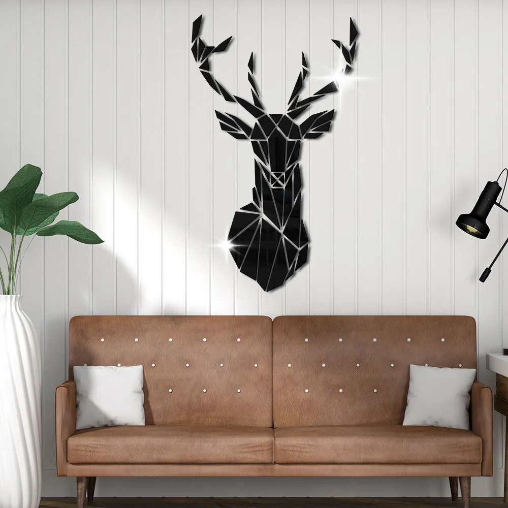 Cabeça Geométrica Cabeça Espelho Acrílico Adesivos Caçando Casa Moderna Decoração Antler Cabeça De Cabeça Da Parede Adesivos De Decalque Caçadores De Caçadores Presente 210310