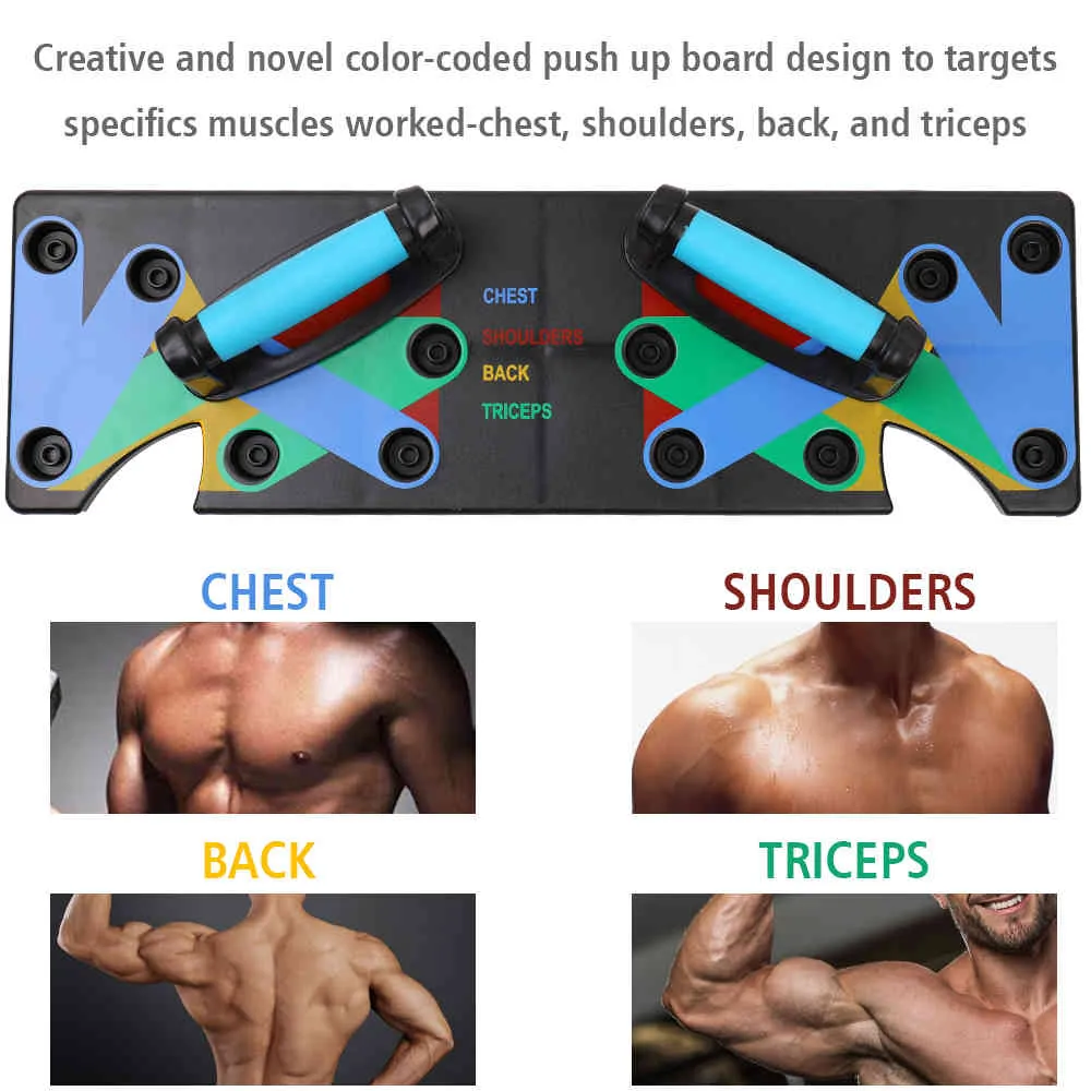 New Household Home Push Up Rack Board 9 System Comprehensive Fitness Exercise Workout Push-up Stands Body Building Training Gym X0524