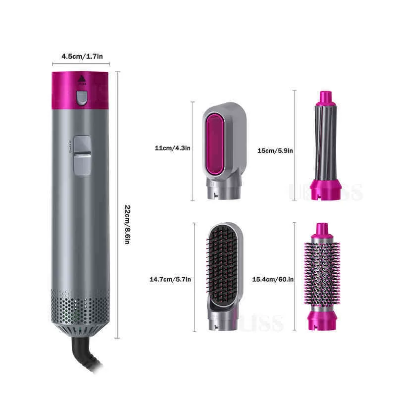 5 in 1 Hair dryer Brush Curler Iron Detachable Air wrap Style Electric Hair Comb Rotating Air Brush for All Hairstyle222Y3440470