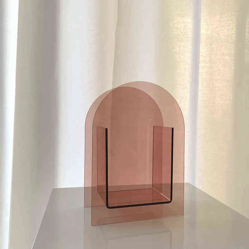 Ins Display geometrico Vaso acrilico Home Art Design Homestay Decorazione morbida Modello Room Matching 211215